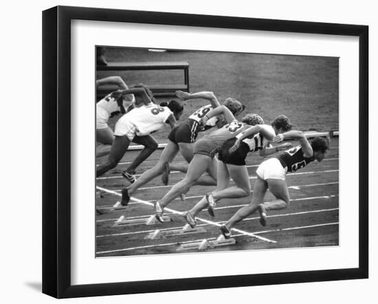 Women Runners Competing at the Olympics-George Silk-Framed Photographic Print