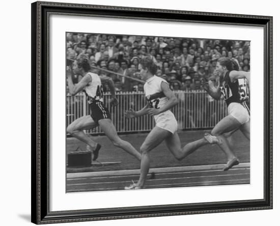 Women Runners Competing at the Olympics-null-Framed Premium Photographic Print