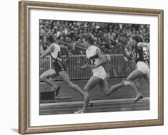 Women Runners Competing at the Olympics-null-Framed Premium Photographic Print