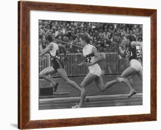 Women Runners Competing at the Olympics-null-Framed Premium Photographic Print