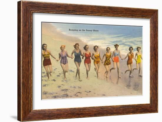 Women Running on Beach--Framed Art Print