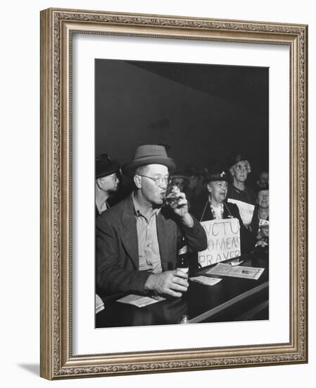 Women's Christian Temperance Union Members Raiding Local Bar Carrying Signs-Peter Stackpole-Framed Photographic Print