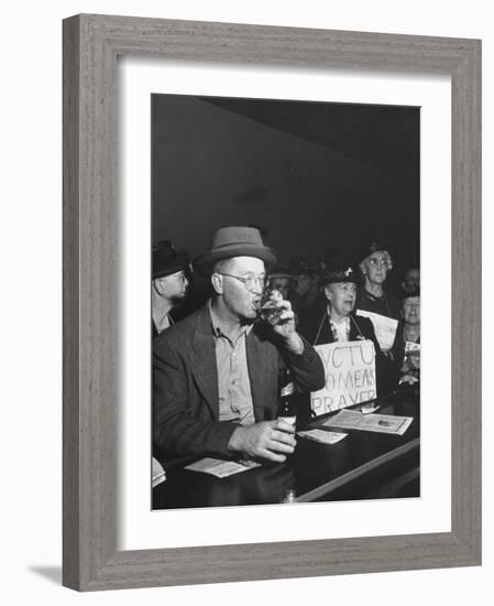 Women's Christian Temperance Union Members Raiding Local Bar Carrying Signs-Peter Stackpole-Framed Photographic Print