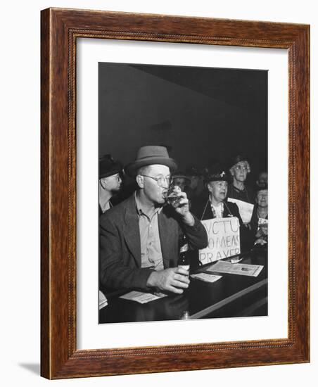 Women's Christian Temperance Union Members Raiding Local Bar Carrying Signs-Peter Stackpole-Framed Photographic Print