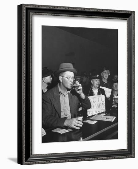 Women's Christian Temperance Union Members Raiding Local Bar Carrying Signs-Peter Stackpole-Framed Photographic Print