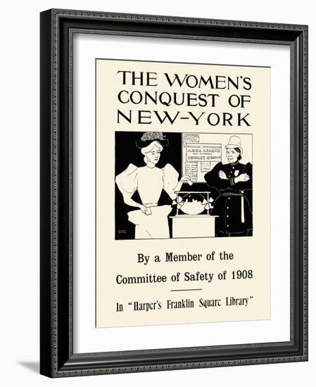 Women's Conquest Of NY By Member Of Committee Of Safety Of 1908 In Harper's Franklin Square Library-Edward Penfield-Framed Art Print