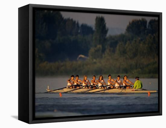 Women's Eights Rowing Team in Action, Vancouver Lake, Washington, USA-null-Framed Premier Image Canvas