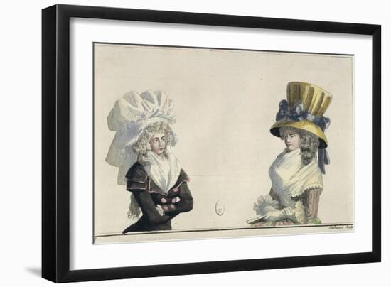 Women's Fashion Plate Depicting Hairstyles and Hats-null-Framed Giclee Print