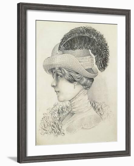 Women's Fashion Plate Depicting Hat by Robert Funke, Sketch, 1910-null-Framed Giclee Print