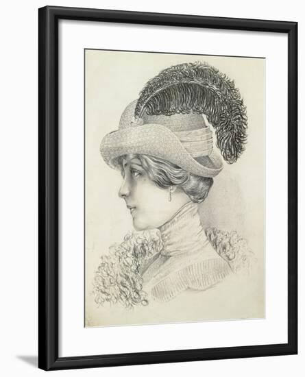 Women's Fashion Plate Depicting Hat by Robert Funke, Sketch, 1910-null-Framed Giclee Print