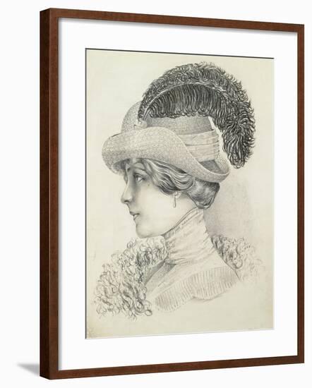 Women's Fashion Plate Depicting Hat by Robert Funke, Sketch, 1910-null-Framed Giclee Print