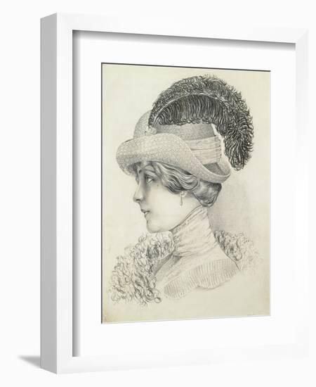 Women's Fashion Plate Depicting Hat by Robert Funke, Sketch, 1910-null-Framed Giclee Print