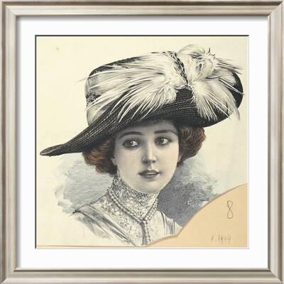 Women's Fashion Plate Depicting Hat, from "Grand Album De Chapeaux Chic  Parisien", 1909' Giclee Print | Art.com