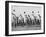 Women's Gym Class with Rows of Women Throwing Balls Into Air in Unison-null-Framed Photographic Print