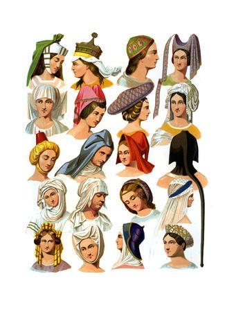 Women's Hats of Different Classes of Society, 13th-16th Century' Giclee  Print - Thurwanger Freres | Art.com