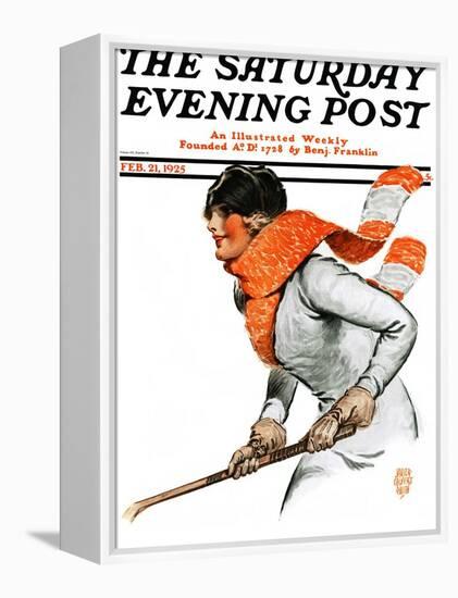 "Women's Ice Hockey," Saturday Evening Post Cover, February 21, 1925-James Calvert Smith-Framed Premier Image Canvas