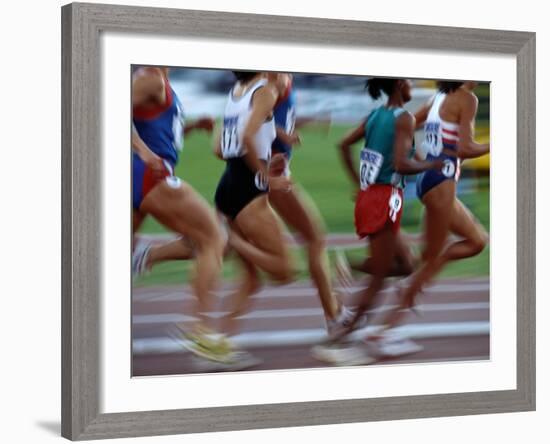 Women's Track and Field Race-Paul Sutton-Framed Photographic Print