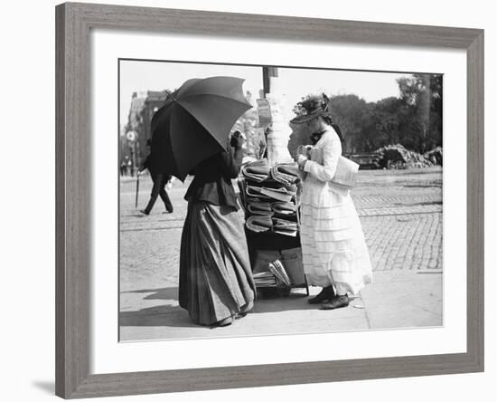 Women Selling Newspapers-null-Framed Photographic Print