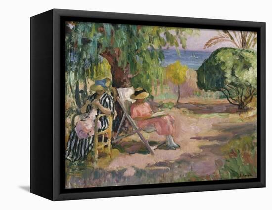 Women Sewing-Henri Lebasque-Framed Premier Image Canvas