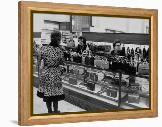 Women Shopping at a Handbag Sale at Saks 5th Ave-Yale Joel-Framed Premier Image Canvas