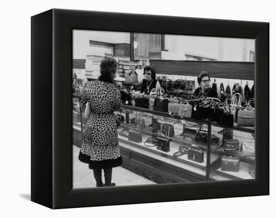 Women Shopping at a Handbag Sale at Saks 5th Ave-Yale Joel-Framed Premier Image Canvas