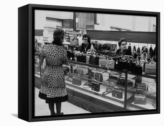 Women Shopping at a Handbag Sale at Saks 5th Ave-Yale Joel-Framed Premier Image Canvas