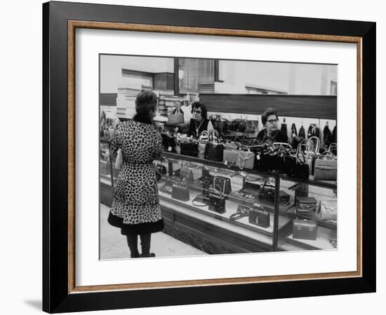 Women Shopping at a Handbag Sale at Saks 5th Ave-Yale Joel-Framed Photographic Print