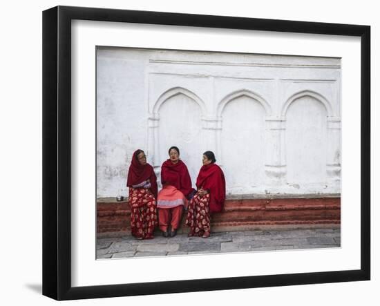 Women Sitting in Durbar Square (UNESCO World Heritage Site), Kathmandu, Nepal-Ian Trower-Framed Photographic Print