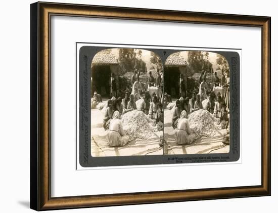 Women Sorting Large Piles of Silk Cocoons, Antioch, Syria, 1900s-Underwood & Underwood-Framed Giclee Print