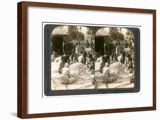 Women Sorting Large Piles of Silk Cocoons, Antioch, Syria, 1900s-Underwood & Underwood-Framed Giclee Print