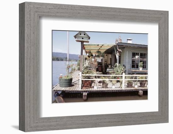 Women Standing Amidst Potted Plants on Floating Home Deck in Portage Bay, Seattle, Wa, 1971-Michael Rougier-Framed Photographic Print