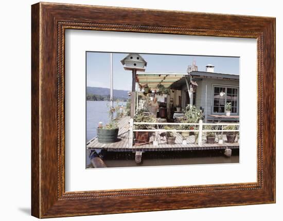 Women Standing Amidst Potted Plants on Floating Home Deck in Portage Bay, Seattle, Wa, 1971-Michael Rougier-Framed Photographic Print