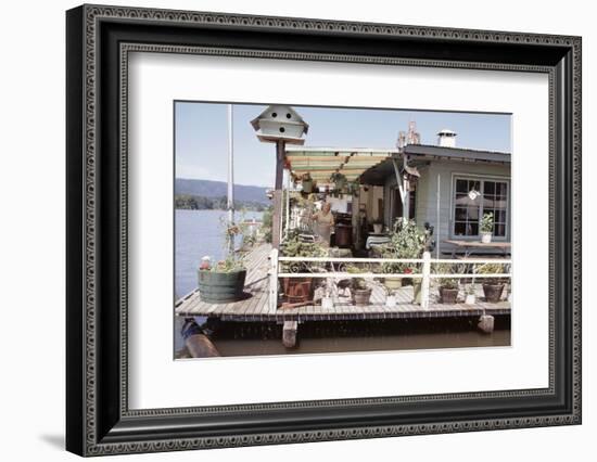 Women Standing Amidst Potted Plants on Floating Home Deck in Portage Bay, Seattle, Wa, 1971-Michael Rougier-Framed Photographic Print