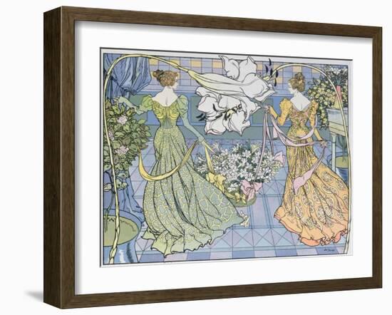 Women Surrounded by Flowers, C. 1900-Georges de Feure-Framed Giclee Print