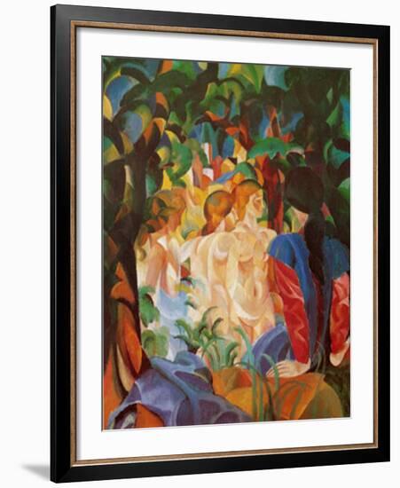 Women Taking a Bath with a Town on the Back-Auguste Macke-Framed Art Print