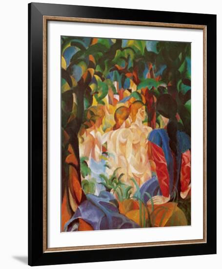 Women Taking a Bath with a Town on the Back-Auguste Macke-Framed Art Print