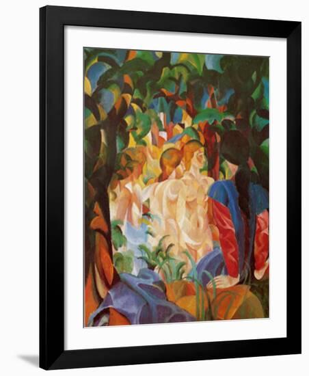 Women Taking a Bath with a Town on the Back-Auguste Macke-Framed Art Print