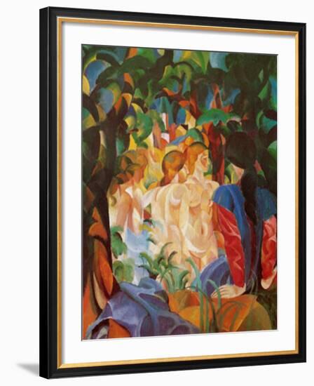 Women Taking a Bath with a Town on the Back-Auguste Macke-Framed Art Print