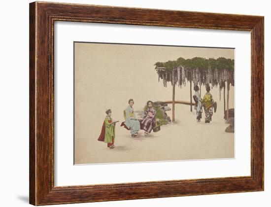 Women Under Wisteria Trellis-The Kyoto Collection-Framed Premium Giclee Print