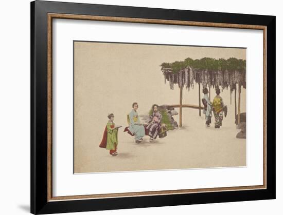 Women Under Wisteria Trellis-The Kyoto Collection-Framed Premium Giclee Print