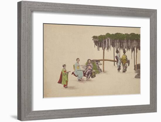 Women Under Wisteria Trellis-The Kyoto Collection-Framed Premium Giclee Print