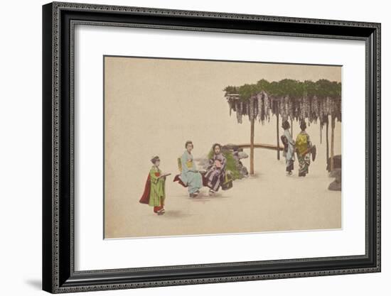 Women Under Wisteria Trellis-The Kyoto Collection-Framed Premium Giclee Print