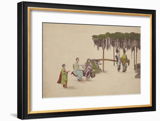 Women Under Wisteria Trellis-The Kyoto Collection-Framed Premium Giclee Print