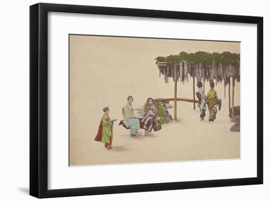 Women Under Wisteria Trellis-The Kyoto Collection-Framed Premium Giclee Print