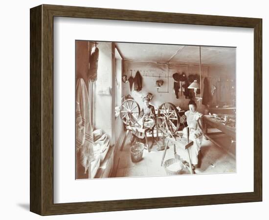 Women using spinning wheels, Bethnal Green, London, 1908-Unknown-Framed Photographic Print