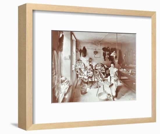 Women using spinning wheels, Bethnal Green, London, 1908-Unknown-Framed Photographic Print