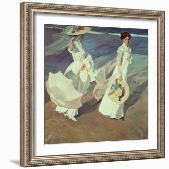 Women Walking on the Beach, 1909-Joaquín Sorolla y Bastida-Framed Giclee Print