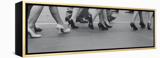 Women Walking on the Street in Spike Heeled Shoes-James Burke-Framed Premier Image Canvas