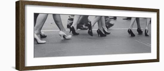 Women Walking on the Street in Spike Heeled Shoes-James Burke-Framed Photographic Print