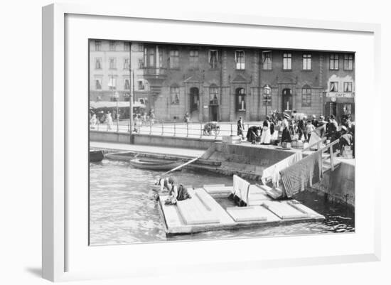 Women Washing Clothes in Canal-null-Framed Photographic Print